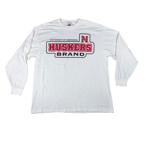 VTG Joy Athletic University of Nebraska Huskers White Long Sleeve T-Shirt Men XL